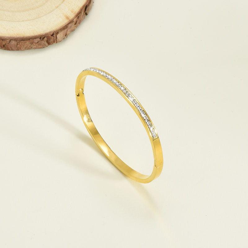 Titanium Steel Bracelet Korean Style Real Gold Plated 18K Gold Diamond Geometric Simple Stainless Steel