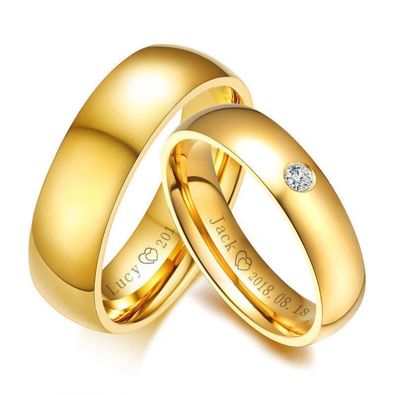 Goldene Edelstahl-Paarringe