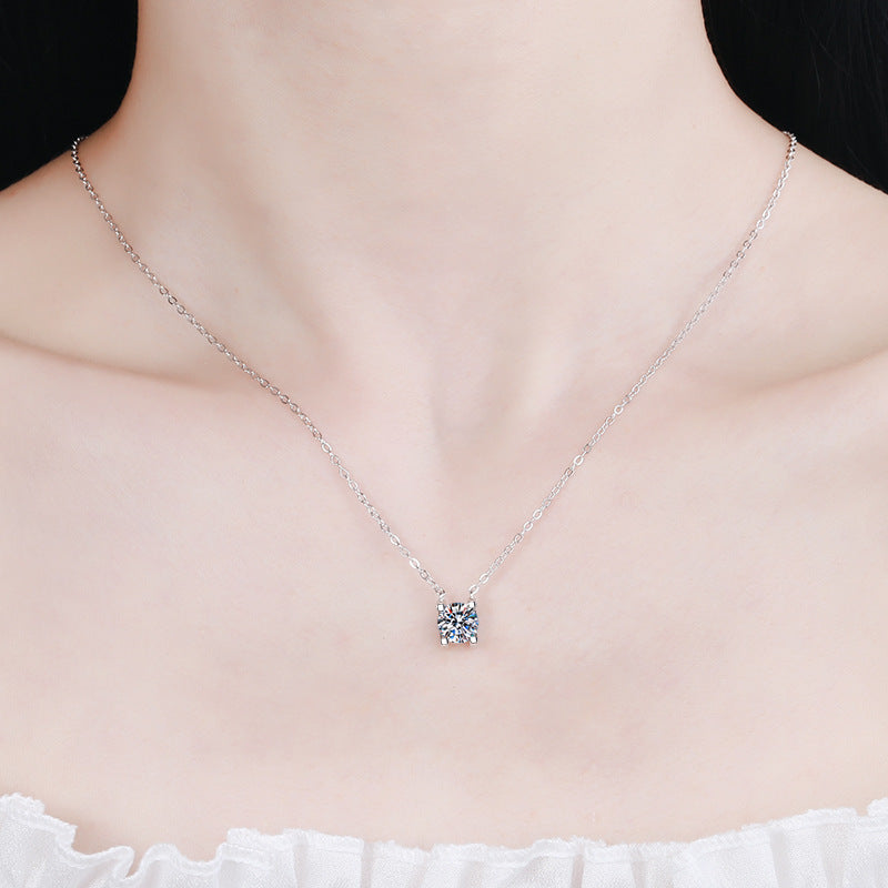 S925 Sterling-Silber Moissanit-Halskette