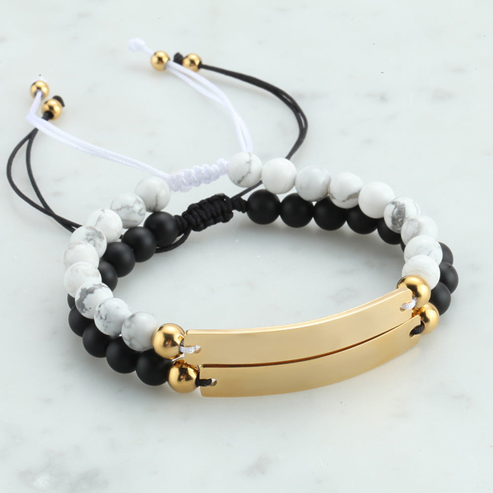 Pulseras de barra grabadas ajustables con cuentas personalizadas