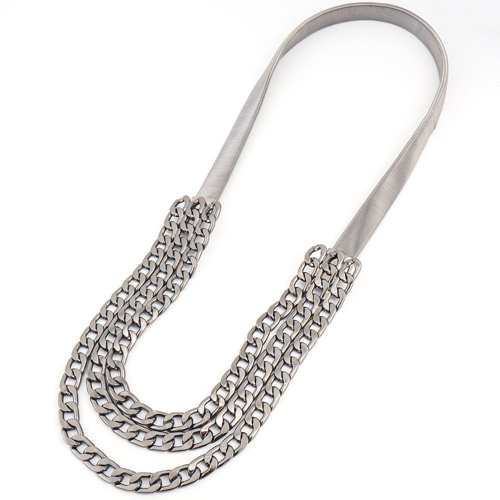 Damen Elastischer Feder-Dreifachketten-Kleidergürtel