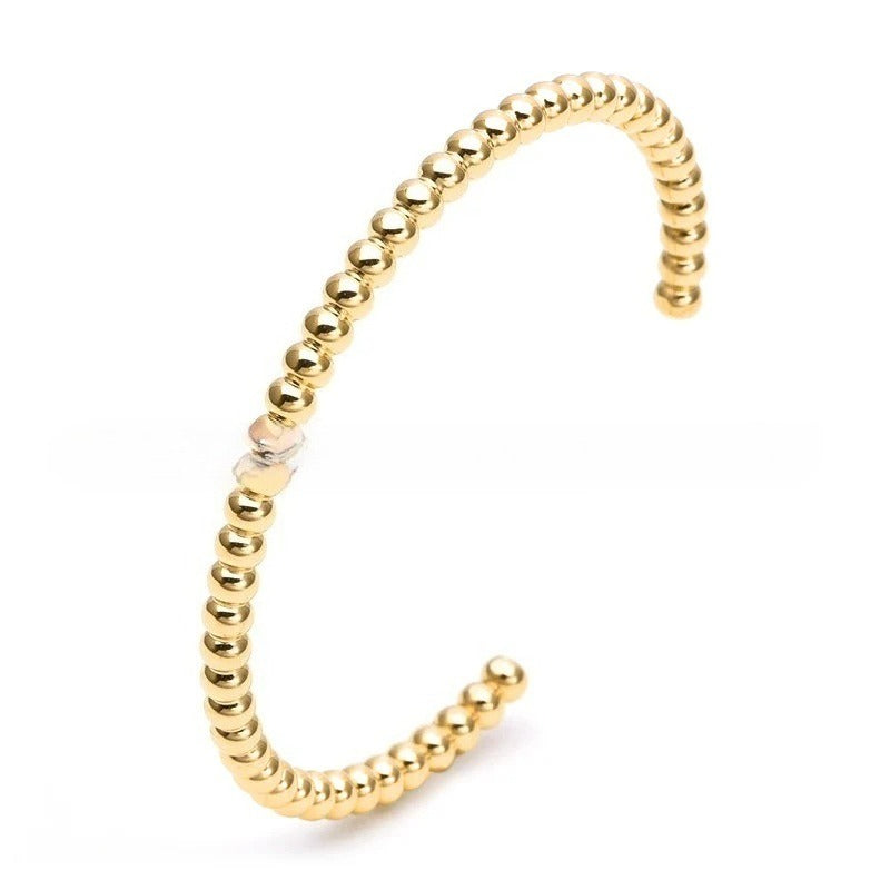 Pulsera en C con cuentas de bambú y trigo