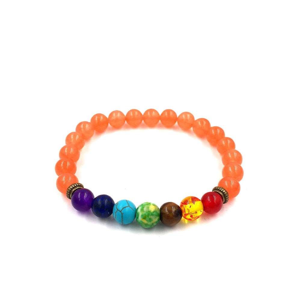 Achat geschmolzener Stein 8mm Energie Vulkanstein Chakra bunte Perlen Armband Schnur