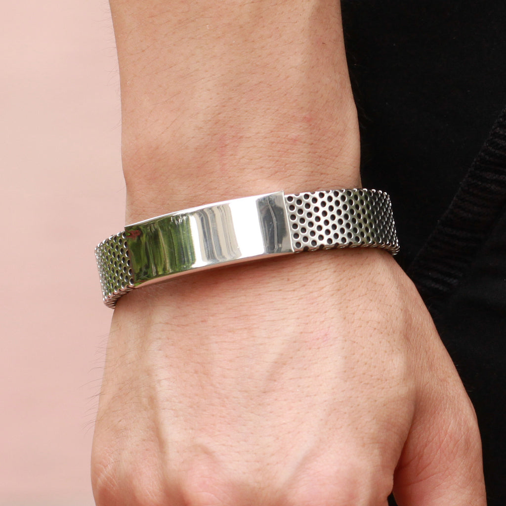 Pulsera de cuero y titanio para hombre