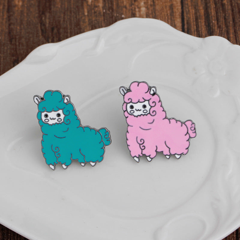 QIHE JEWELRY Alpaca Pin Sheep Brooches Cartoon Brooch Badges Lapel Pin Cute Kawaii Jewelry For Girls Alpaca Jewelry