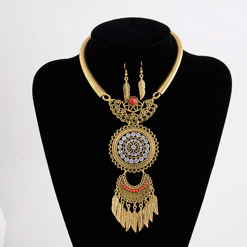 Vintage Kristall-Blatt-Ohrhänger-Set