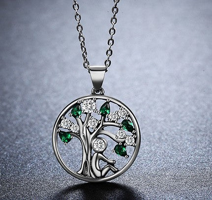 Beliebte 925er Sterlingsilber Rely Lebensbaum-Anhänger Halsketten Damen Mode Schmuck Geschenk SCN094
