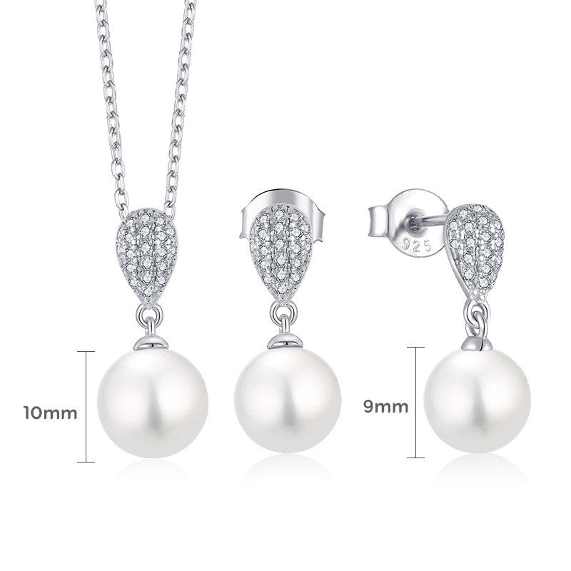Damenmode Halskette aus Sterlingsilber mit Zirkonia und Perle