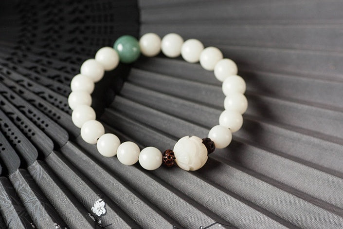Natürliche weiße Jade Bodhi Armbänder Perlen Armbänder Damen schlichte Bodhi Armbänder Transfer Perlen