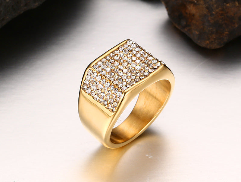 Anillo de hombre de acero de titanio con diamante