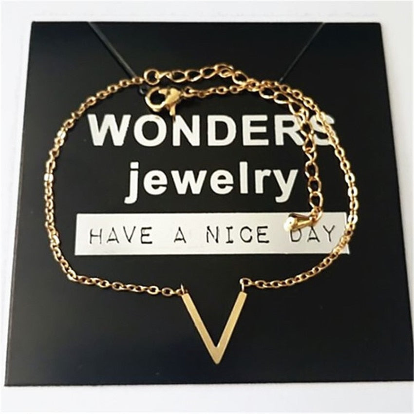 Pulseras en V para mujer de cadena de acero inoxidable