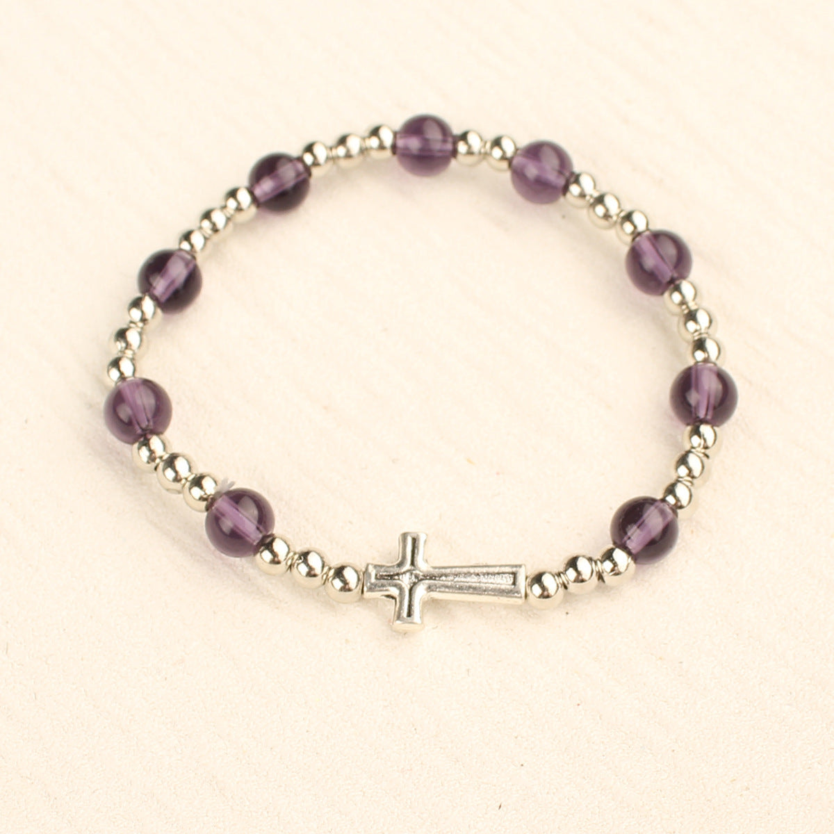 Women's Fashion Simple Cross Rosary Bracelet