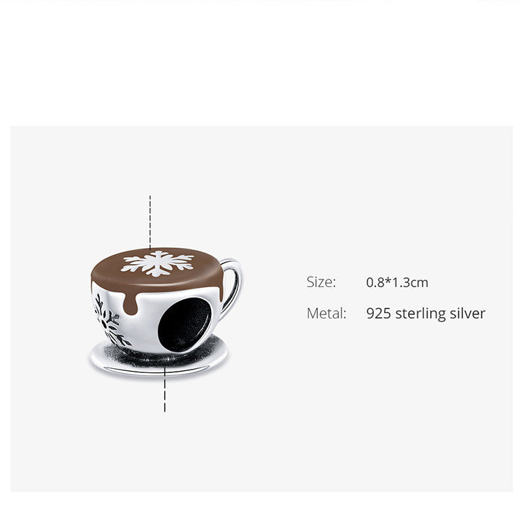 Kaffee-Metallanhänger für originale weibliche Silberperlen
