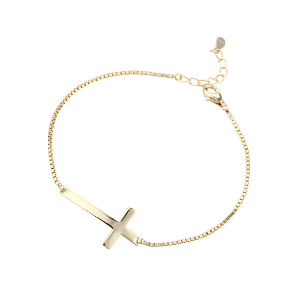 Collar con colgante de cruz cristiana de Jesús de oro de 18 quilates y plata de ley 925 para mujer, joyería de moda, regalo de graduación para chica