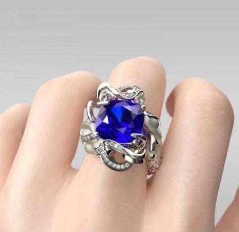 Kissenschliff Roter Natürlicher Rubin Edelstein Ring Luxus 925 Sterling Silber Meerjungfrauenringe für Frauen Hochzeitsschmuck