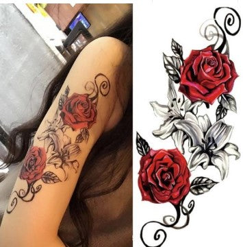 Pegatina de tatuaje de rosa