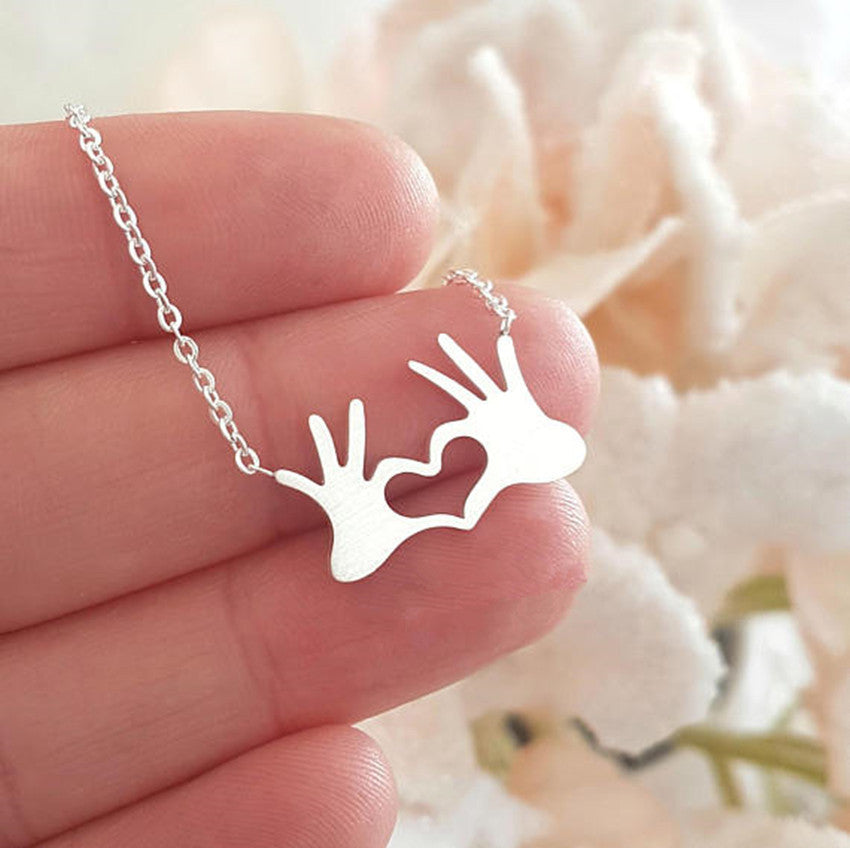 Corazón, corazón, collar, cadena de clavícula