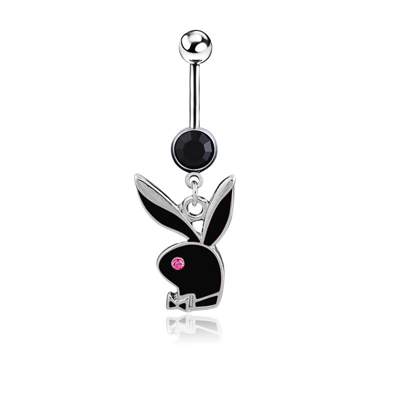 Piercing para ombligo con diseño de conejo, joyería para danza del vientre