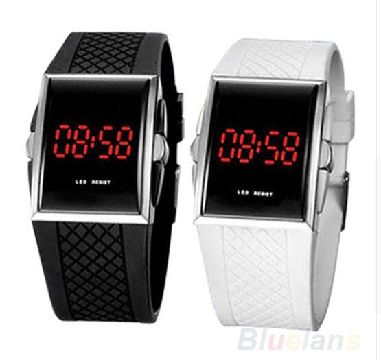 Herren Damen Casual Unisex Weiß Schwarz LED Digital Sport Armbanduhr Armbanduhr Datumsanzeige Uhr