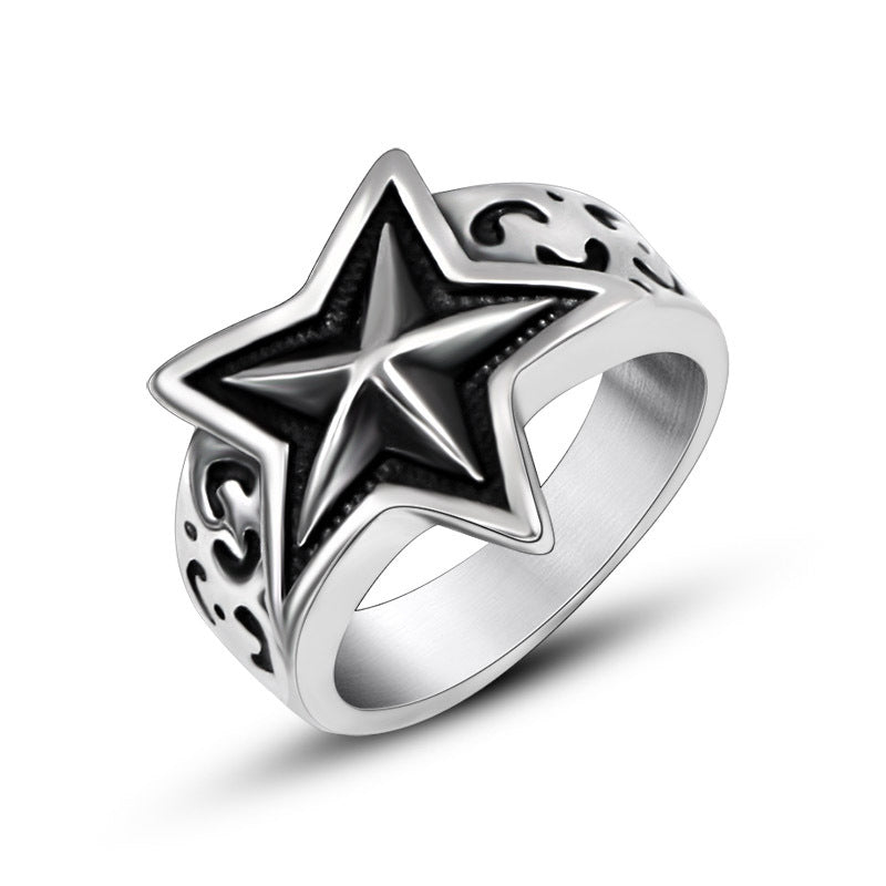 Edelstahlring Herren und Damen Stern-Schmuck