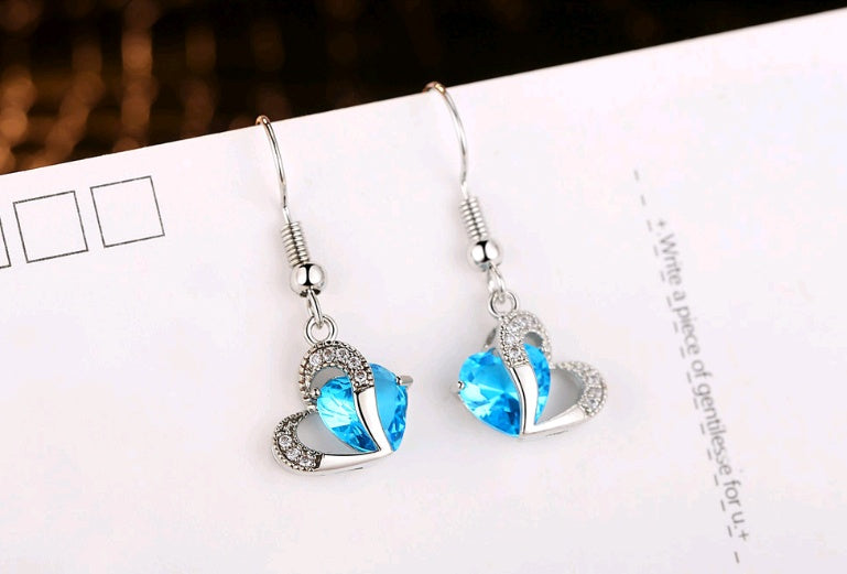 Amethyst Zirkon Herz Halskette Ohrringe Set Europäische und Amerikanische Weihnachtsgeschenke