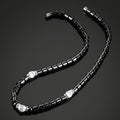 Collar de moda de hematita con cristales de diamante