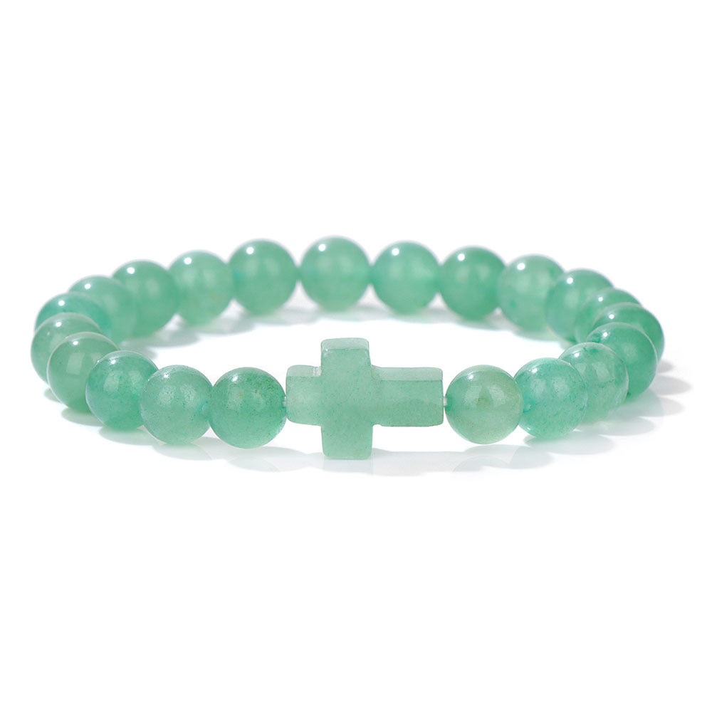 Stone Bead Cross Bracelet Women's Simple Retro