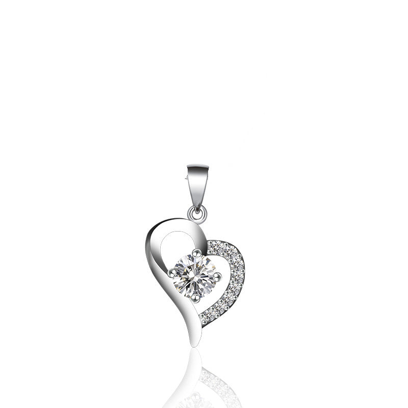 Liebeskette Damen Süßer Herzförmiger Anhänger Einfaches Temperament Silber Artikel Schmuck