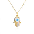 Gold Dripping Zircon Fatima Hand Minority Demon Eye Clavicle Chain Female