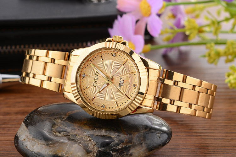 Luxusmarke Herren Goldene elegante Uhren Edelstahl