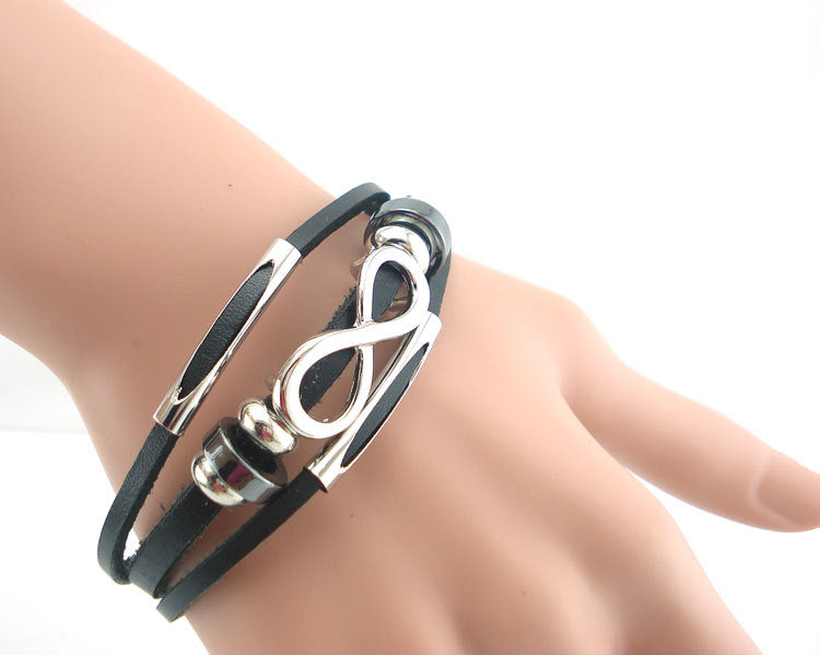 PH18 Direktvertrieb Europa und den Vereinigten Staaten neutralen nicht-Mainstream-Leder-Retro-Herren-Lederarmband Armband 8 Wort unbegrenztes Symbol
