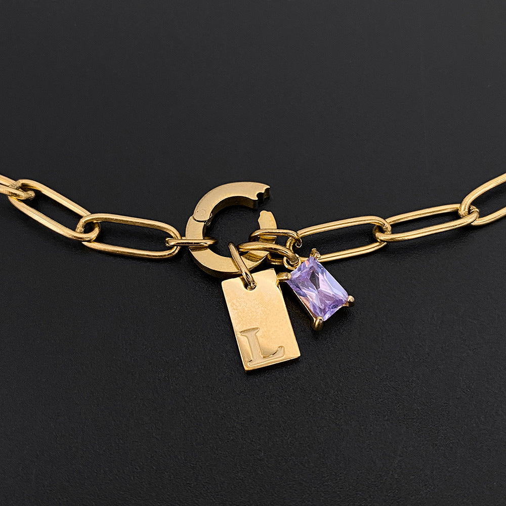 Womens Fashionable Rhinestone Letter Combination Bracelet Jewelry