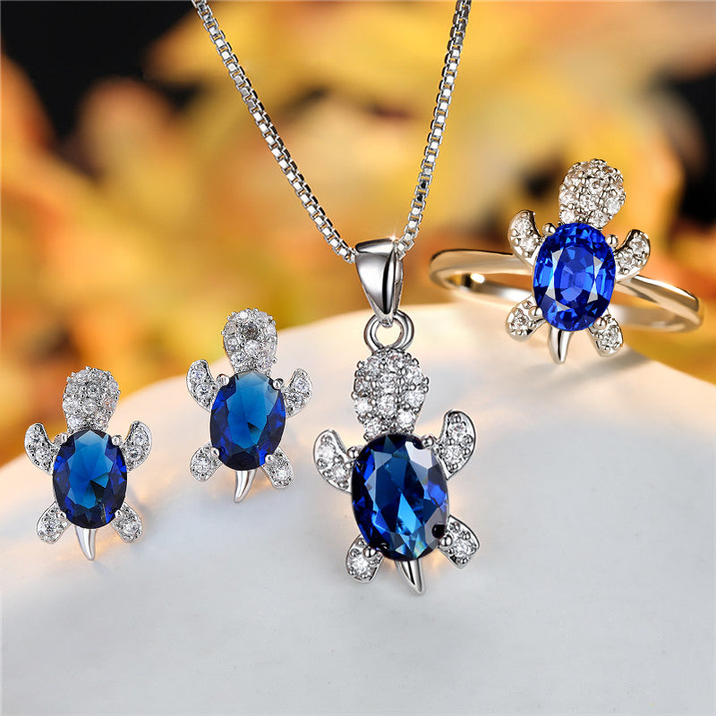 Mode Oval Zirkon Anhänger Schildkrötenform Halsketten mit Regenbogenstein Mehrfarbige Tierhalskette Schmuck für Damen und Kinder