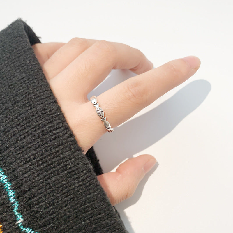 Silberfarbener Fisch Für Frauen Liebhaber Finger Valentinstag Geschenke Kreativer Verstellbarer Öffnungsring Schmuck