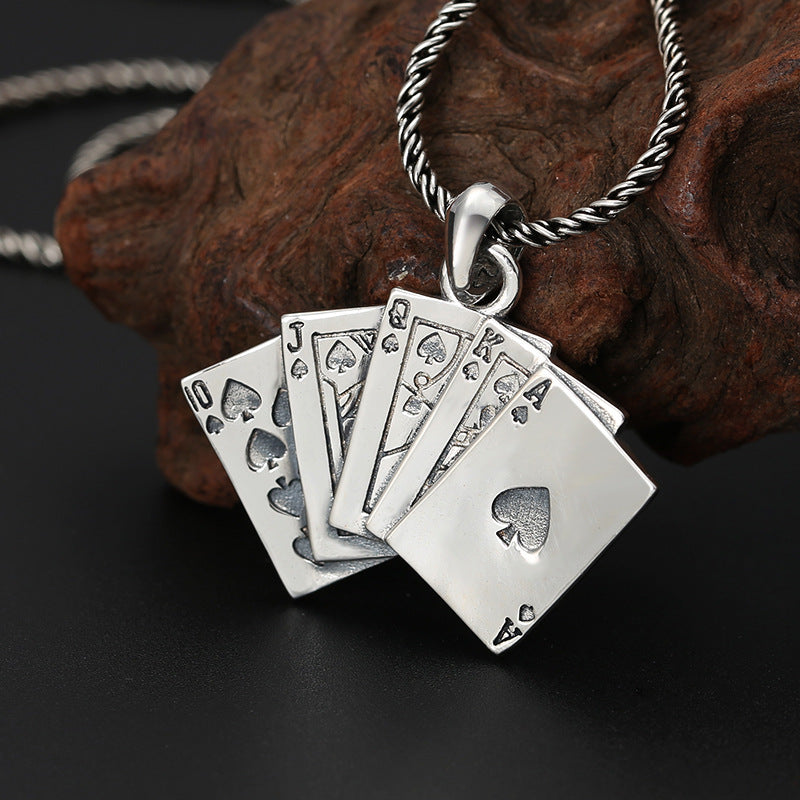 S925 Sterling-Silber-Anhänger Schmuck Modisch All-Match Kreativer Flush Poker