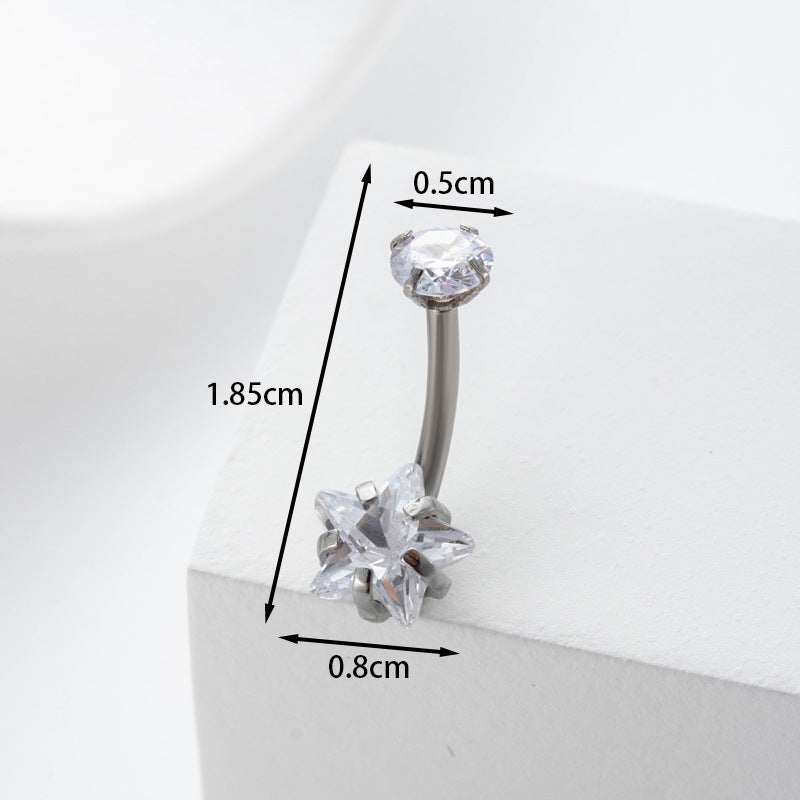 Joyas de perforación corporal de acero inoxidable con dientes internos, zirconio, ombliguera, anillo para el ombligo