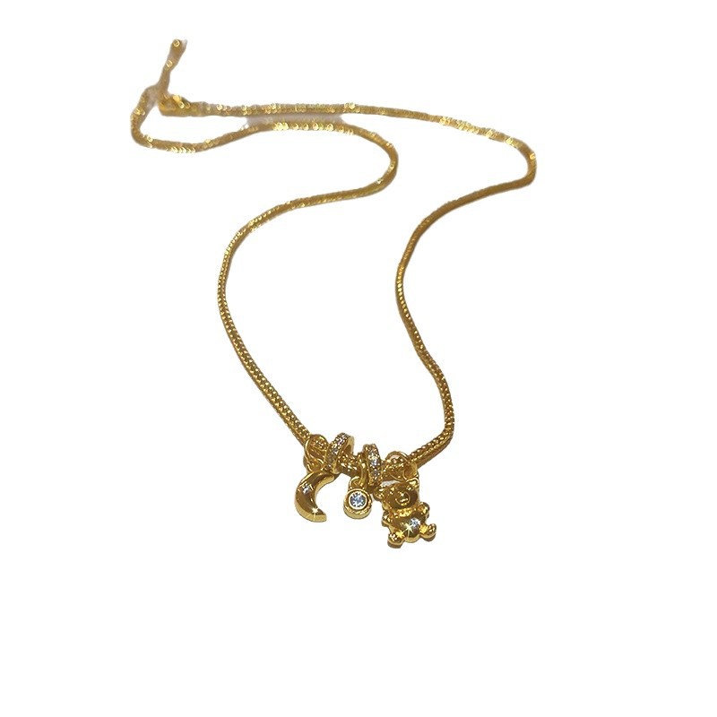 Moon Bear Pendant Gold-plated Necklace