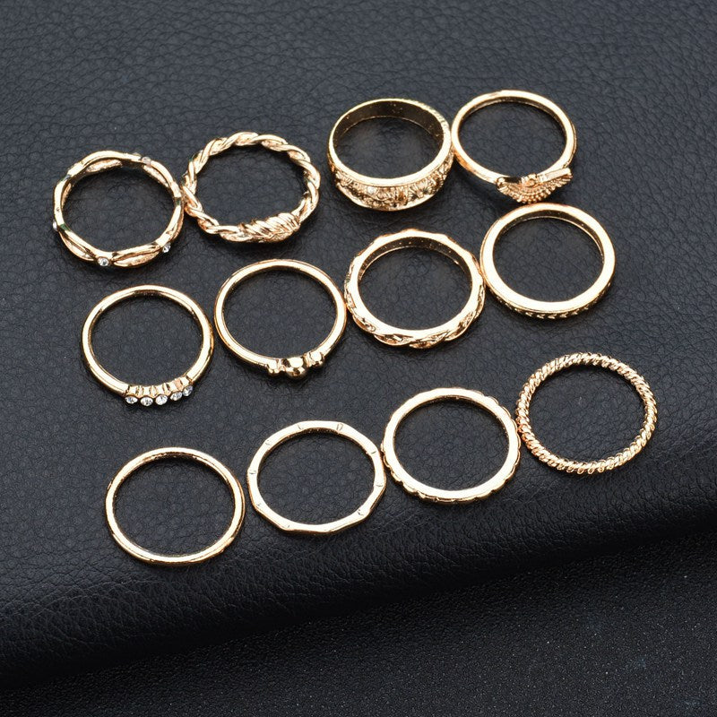 Europäischer und amerikanischer Modeschmuck Ring Set 12-teiliges Ring Set Diamantring Ring Gelenkring Damenring