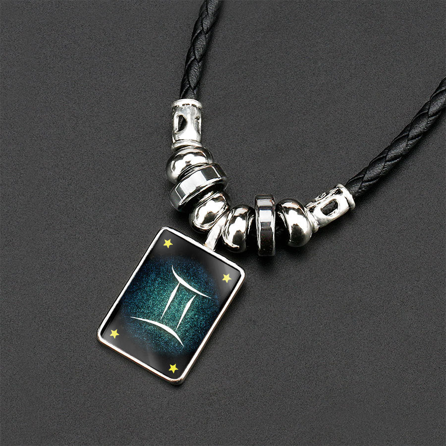 Obsidian Zodiac Couple Pendant Necklace