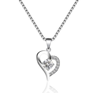 Liebeskette Damen Süßer Herzförmiger Anhänger Einfaches Temperament Silber Artikel Schmuck