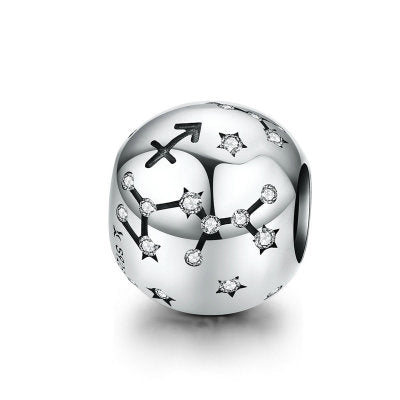 Cuentas de plata de ley 925 vintage del signo zodiacal Acuario para pulseras