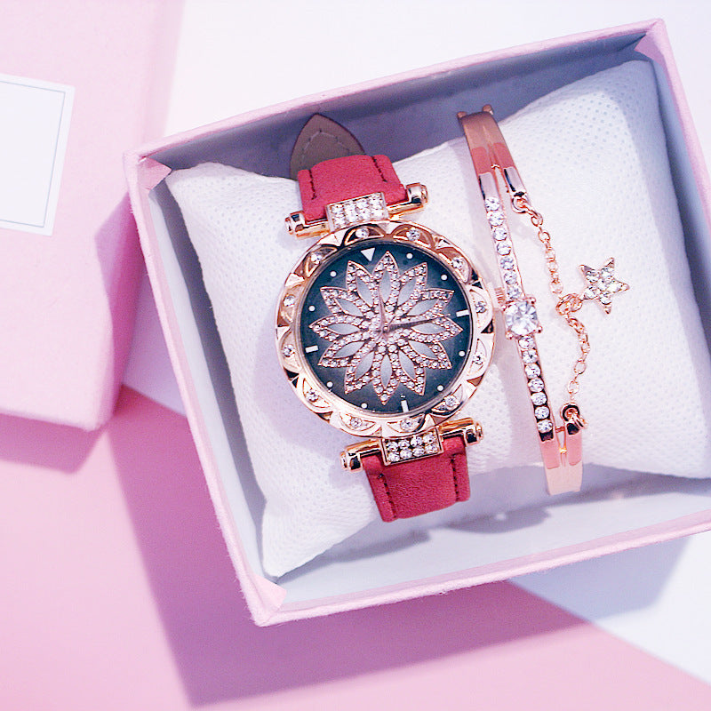Reloj de cuarzo informal giratorio para mujer, estilo red