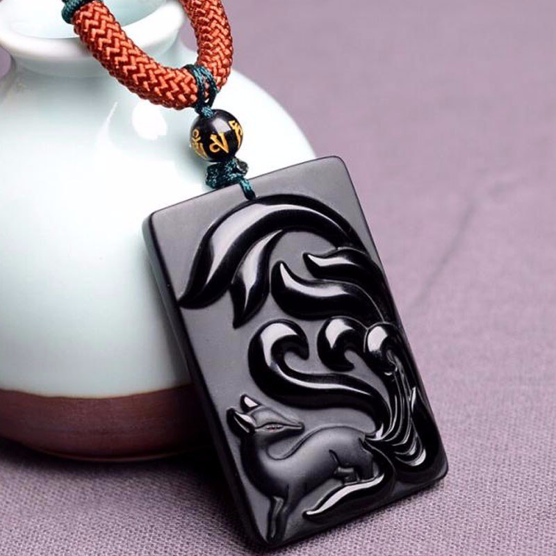Anhänger aus natürlichem Obsidianfuchs