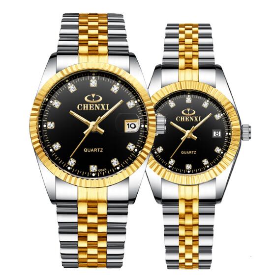 Reloj de pareja dorado para hombres