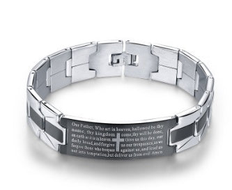 Herren Kreuz Bibel Schwarz Edelstahl Armband