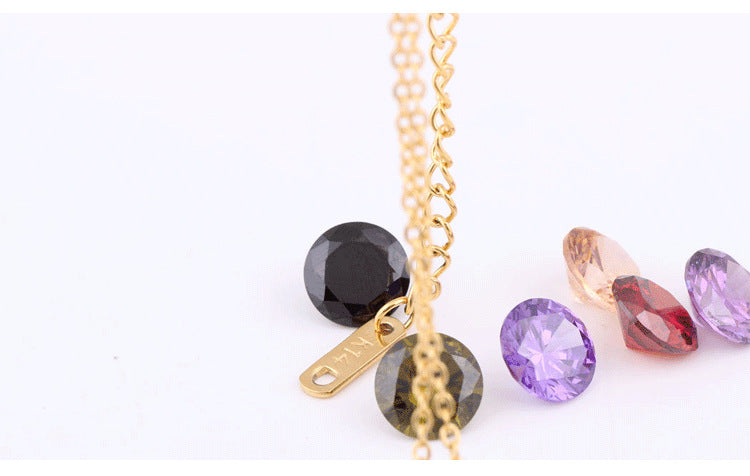 Collar de acero de titanio con diamantes de 8 colores
