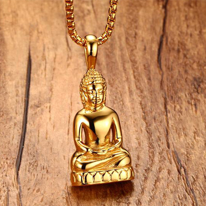 Edelstahl Buddha-Anhänger-Halskette