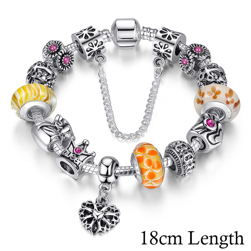 Schmuck Silber Charms Armband & Armreifen mit Königinnenkrone Perlen Armband für Frauen