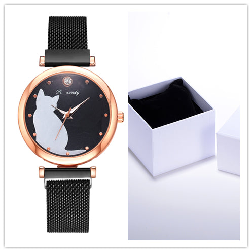 Conjunto de pulsera de reloj de gato para mujer