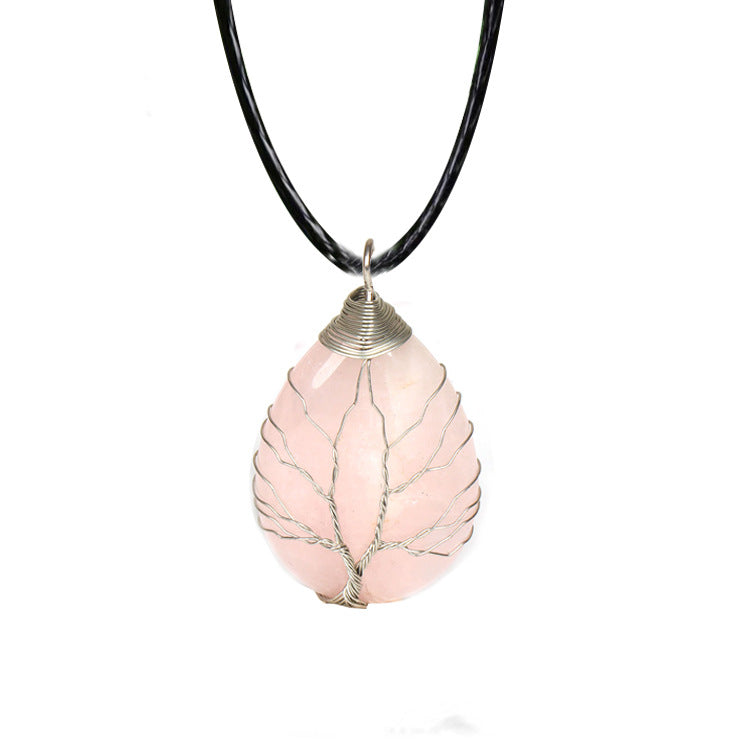 Collar de colgante de cristal tosco hecho a mano